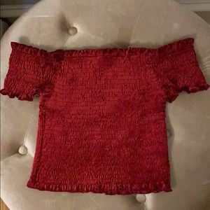 NEW Francesca’s Red Velvet Off the Shoulder Crop